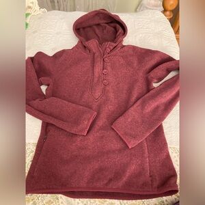 The North Face Hooded Button/Zipper Fleece Pullover Sweater Maroon Sz M